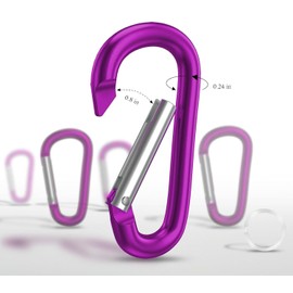 6 PCS Carabiner Keychain Clip -3" Aluminum Carabiner D Ring, Caribeener Clips, Spring Snap Hook for Keychain Clip (Purple)