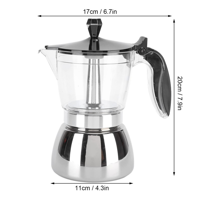 Yusat 6 Cups Stainless Steel Coffee Pot Italian Octagonal Household