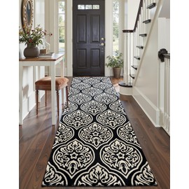 LUMI Washable Runner Rug Non Slip for Hallway 2025 Upgraded, 2'x6' Soft Carpet Absorbent Waterproof, Modern Black Area Mat Indoor High Traffic for Living Room, Entryway, Kitchen, Laundry