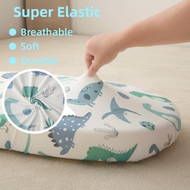 SDIII Dinosaur Bassinet Sheets for Baby Girl Boy 2 Pack Stretchy Soft Microfiber Jersey Knit Universal Fit for Rectangle Round Oval Hourglass Mattress