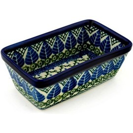 Polmedia Polish Pottery 6-inch Stoneware Rectangular Baker H9852A Hand Painted from Ceramika Artystyczna in Boleslawiec Poland. Shape S462A(238) Pattern P1593A(854X)