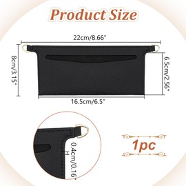 WADORN Converting a Wallet Insert Made of PU Leather Microfibre, 8 x 16.5 cm, Rectangular Inserts Made of Fibre Leather for Bags, Purses with D Rings Made of Zinc Alloy for Handbag, Black