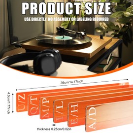 7pcs Vinyl Record Separators, Record Dividers A-Z Acrylic Vinyl Record Alphabet Dividers Vinyl Record Organizer Tabs Guides Album Dividers for Vinyl Records Book Shelf Classroom Library (Orange)