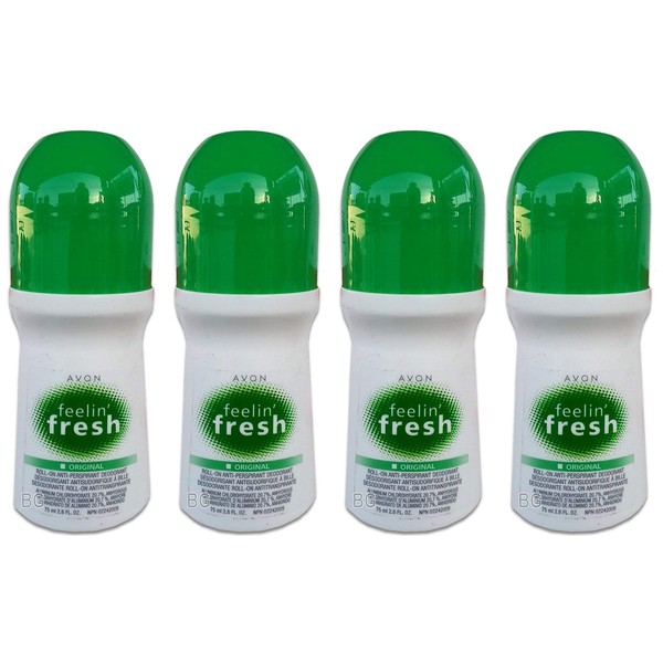 Set of 4 Avon Feelin' Fresh Roll-On Anit-Perspirant Deodorant Rolls Original