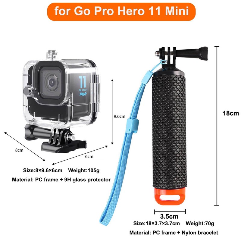Compatible for Go Pro Hero 11 Mini Black Waterproof Housing