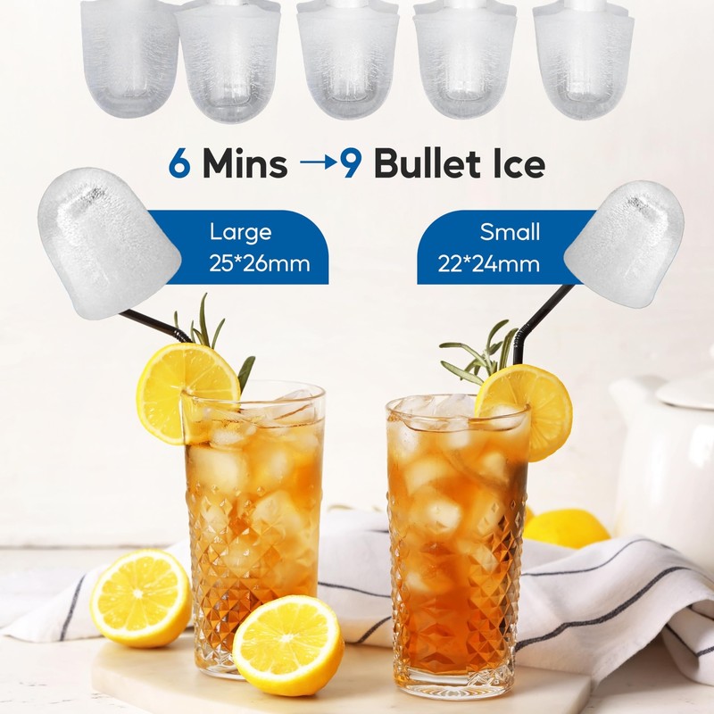 HealSmart Countertop Ice Maker Machine Self-Cleaning with Scoop Basket &