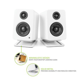 Kanto S2W Tilted Desktop Speaker Stands for Small Speakers & Compact 2”-3” Studio Monitors | Supports 2.72 kg | Damping Foam Padding | Pair | White