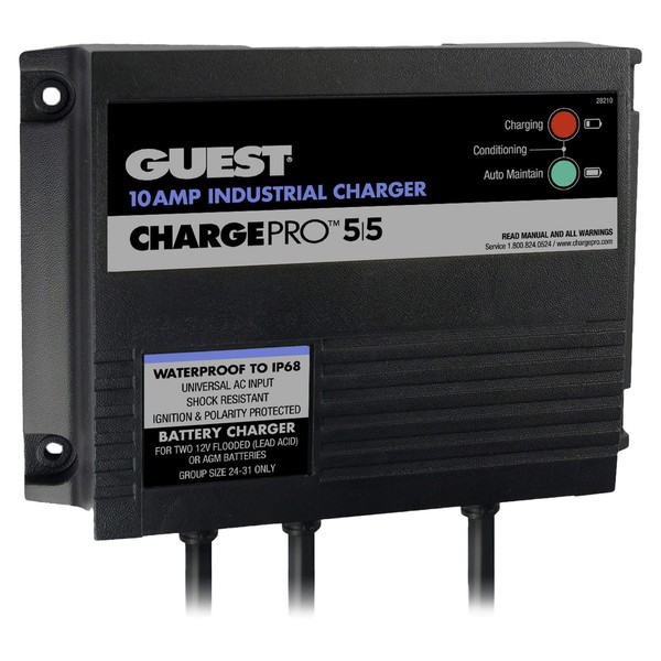 Marinco 28210 ChargePro 10A 2 Bank 12V/24V Waterproof Battery Charger