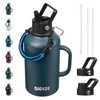 BJPKPK Half Gallon Insulated Water Bottles with Straw Lid &