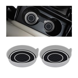 Bittwee 2PCS Car Cup Coaster, Silicone Vehicle Insert Water Bottle Mats Spill Holder, Non-Slip Waterproof Cup Holders, Automotive Interior Cup Pad Accessories, Universal for Most Cars（Black/Gray）
