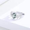 ECHOOY Moss Agate Rings 925 Sterling Silver Cubic Zirconia Green