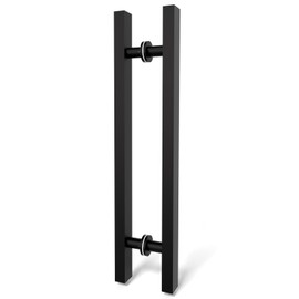 LVYIHAN 24 inch Stainless Steel Door Handle Double Sided, Pull Push Sliding Barn Door Handle, Commercial H Shape Glass Shower Door Pull Handles, Matte Black