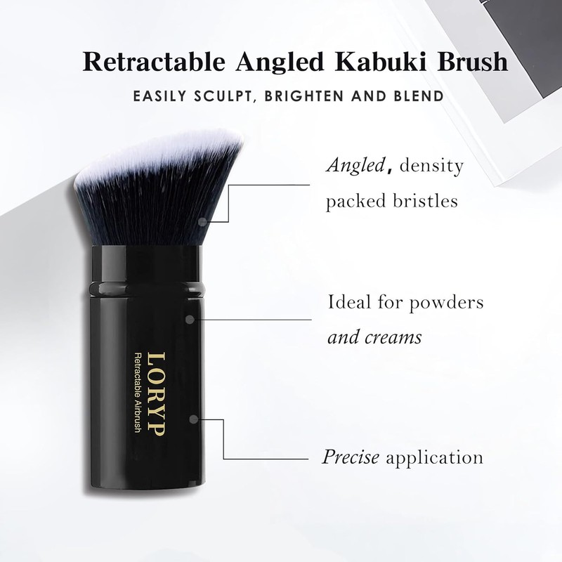 LORYP Lolip Retractable Makeup Brush Black Kabuki Foundation 2-Pack Travel