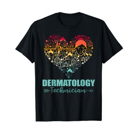 Dermatology Technician Heart Funny Vintage Derm Tech T-Shirt