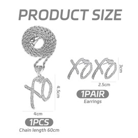 MEMOFYND 1 Letter Pendant Necklace and 1 Pair of Earrings, Hip-Hop Necklace, Fashion Statement Jewelry, Rhinestone-Encrusted Necklace, Clothing Accessories