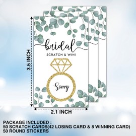 Bridal Shower Scratch Off Games, Bridal Shower Decorations, Greenery Bridal Raffle Lottery Tickets Cards for Bridal Shower Bachelorette Party Wedding Engagement Party, Set of 50 Cards (a16)