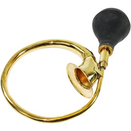 DEURA CIRCULAR BRASS BULB HORN Vintage Antique Old Car Taxi Clown 2 3/4" BELL, 13" length