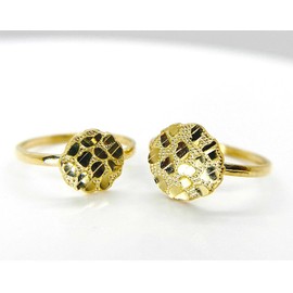 Generic Rough Textured Cookie Nugget Round Rings 18k Gold Plated Brass (7), yellow