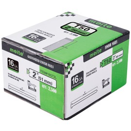 meite 16 Gauge Finish Nails, 2-Inch Galvanized 16GA Finish Nails, Small Straight Finishing Nail, Ideal for Woodworking, Upholstery, and Framing Projects (2,500 Counts)