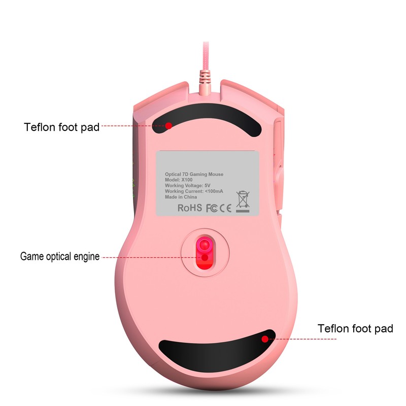 Gaming Mouse USB2.0 4 Adjustable DPI RGB Backlit Ergonomic Design