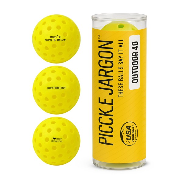 Pickle Jargon Pickleball Balls - USAPA-Approved Outdoor Balls with Witty