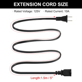 PATIKIL 5Ft Extension Cord, SPT-2 18AWG ETL Listed 2 Pack Black Indoor Outdoor Extension Cord 2 Prong Power Wire Female/Male Low-Profile Plug for Lamp Fans TV