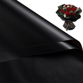 WRAPAHOLIC 20 Sheets Flower Wrapping Paper - 22.4 x 22.4 inch Pure Black Water-Resistant Floral Bouquet Wrapping Paper, Florist Supplies Packaging Paper for Wedding Birthday Gift DIY