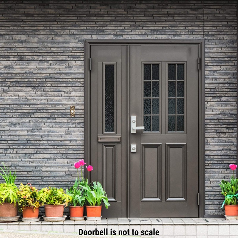 Waterwood Solid Brass Small Hammered Plate Doorbell in Antique Finish
