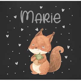 Geschenk mit Namen personalisiert by Shirtracer - Baby Bib - Animals - Squirrel Squirrel, 4 Black