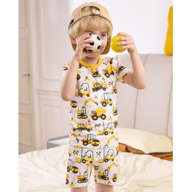 babee Reshinee Bamboo Viscose Toddler Car Pajamas Boys Girls Kids Baby Cool Short Summer Pjs Set 3-4T Two Piece