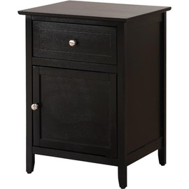 Glory Furniture Izzy 1 Drawer 1 Door Nightstand in Black