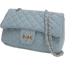 Altrose 332393-144 Women's Denim Shoulder Bag, Cross-Body Bag, Lightweight, Mini Shoulder, Mini Chain, Quilted Pouch, Small, Cute, Popular Brand, 2-Way, Long