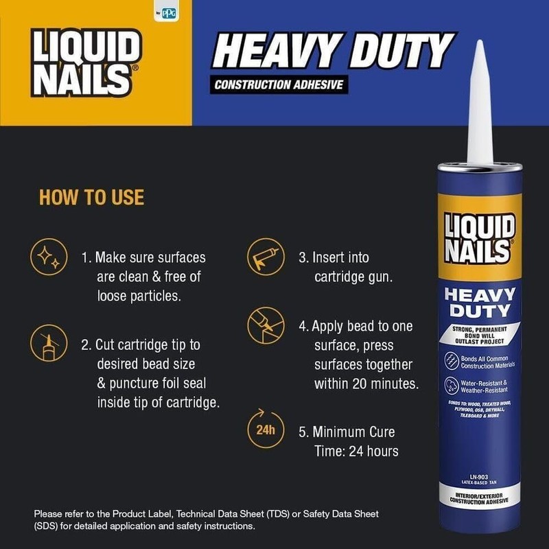Liquid Nails LN-903 12 Pack Heavy Duty Construction Adhesive, Tan