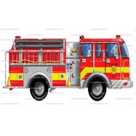 Piece of Cake Designs 1/4 - Cartoon Firetruck With Dalmation Birthday Cake Topper