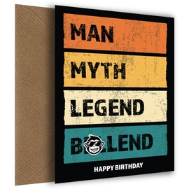 Funny Friend Birthday Cards - Man Myth Legend Bellend - Happy Birthday From Friend Work Colleague - Men of Any Age, Happy Birthday, Bellend