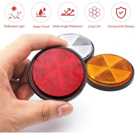 12 Stück Rund Rückstrahler 60mm Katzenaugen Anhänger Seitenstrahler Anhänger für Anhänger Beleuchtung Dreieck Rückstrahler Auto Reflektoren Motorrad Reflektorband Wohnwagen mit M5 Schrauben Muttern