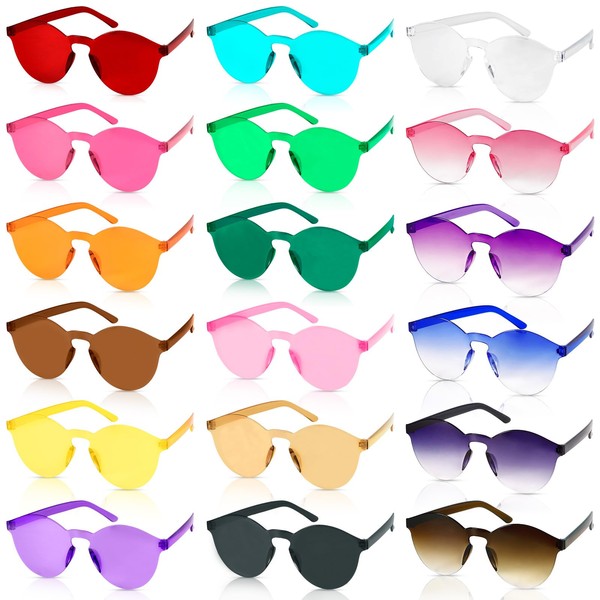 FAMKEEP 18 Pairs of Round Party Glasses, Hippie Glasses, Rimless