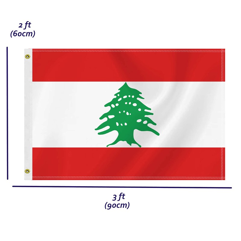 2×3 FT Lebanon Flag,Medium 60×90 CM lebanese Outdoor Banner,100D Decor,Doube