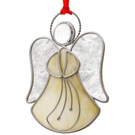 KUNDGLA Yellow Angel Suncatcher Stained Glass Panels Suncatcher for Windows Hangings Ornament Home or Garden Decorative Gifts for Mom Friends Teacher Birthday Christmas Tree Holiday Hanging Decor