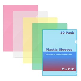 Better Office Products - Bolsillos para proyectos de polietileno, paquete de 50 fundas de plástico para papel tamaño carta, 5 colores translúcidos, ch
