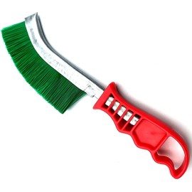 Kombi Stiff Brush PVC Nylon Curved Wavy Wires Metal Back Ergonomic Plastic Handle Hand Brush PVC Nylon Stiff Ideal for Cleaning Delicate Materials Welding Rust