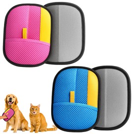 Pet Hair Removal Glove, Pet Hair Remover, 2 Pcs Reusable Pet Grooming Kit Strong Grooming Gloves for Cats and Dogs, for Cleaning Pet Hair On Carpets, Sofas, Beds, Blankets(Pink+Blue)