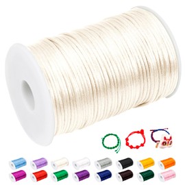 CAMAL Nylon Cord for Bracelets Nylon Thread 2 mm / 100 m Bracelet Cord for Bead Bracelet Nylon Thread Latch Straps for Chinese Lotting Cord, Jewellery, Wind Chime Cord, Crafts (Beige)