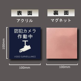 Seagron Security Camera Activated Magnetic Sign Plate 0.08 inch (2 mm) Acrylic, Stylish (3.9 x 3.9 inches (100 x 100 mm), Security Camera Operated - Blue