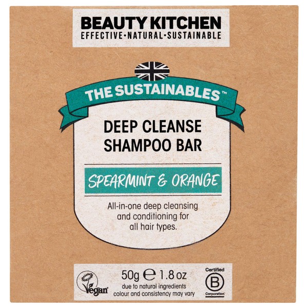 Beauty Kitchen The Sustainables Deep Cleanse Vegan Shampoo Bar for All Hair Types - 50 g Organic Bar for up to 70 Washes with Zero Waste - Eco-friendly and Sustainable Products