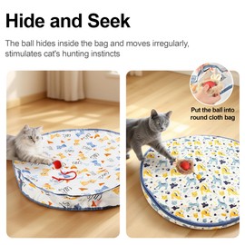 Interactive Cat Toys Ball - 2pcs Automatic Fast Rolling Ball in Play Mat, Hide and Seek Mouse Catching Game, Low-Noise Cat Enrichment Toys in Pouch for Indoor Bored Cats(Heart Patterns - Round)
