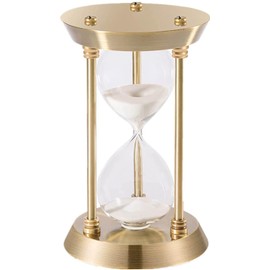 Sand Timer 5 Minute Hourglass,5.1 Inch Small Sand Clock, Antique Brass Sand Watch 5 Min, Vintage Reloj De Arena 5 Minuto,Metal Unique Decorative Hour Glass Sandglass for Kitchen Home Office Game Gifts