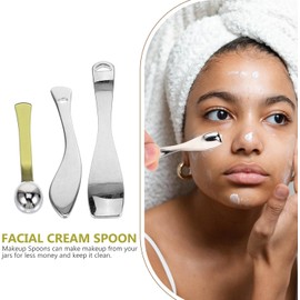 3 Piezas Espátula de Maquillaje Metálica de Aleación de Zinc, Mini Cuchara para Crema de Ojos y Mascarilla Facial, DIY Maquillaje, Uso Limpio