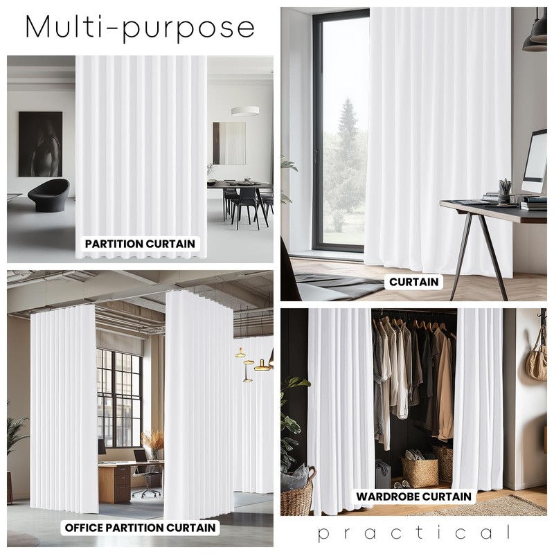 Jilron Room Divider Curtain Ceiling Curtain Track Set for Blackout