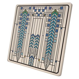 Frank Lloyd Wright's Ennis House IIII Design on 8" Square Stone Trivet Manufactured in The USA Heat Tolerant Easily Wipes Clean